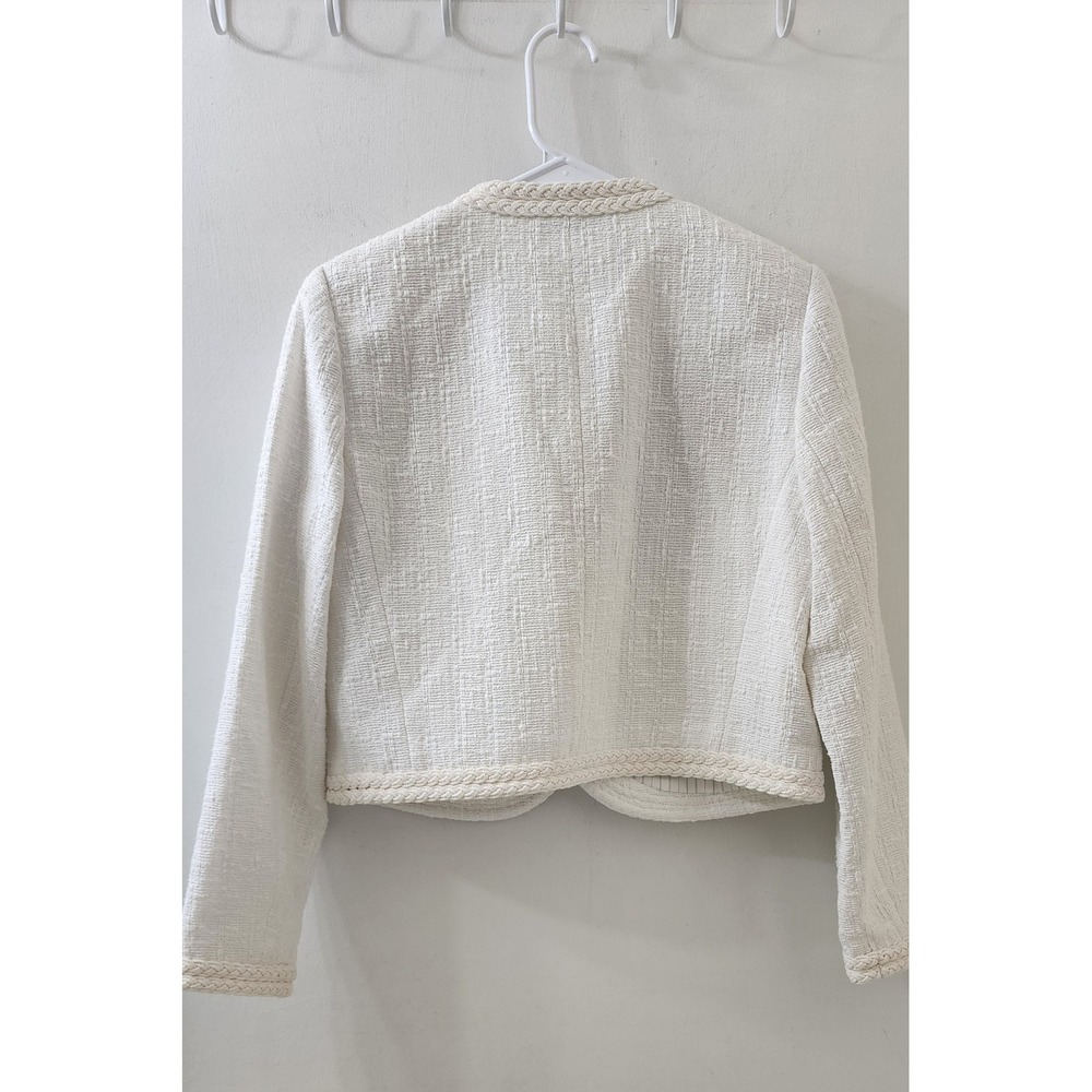Derek Lam 10 Crosby White Floral Embroidered Tweed Jacket Braided Trim 8 - Picture 9 of 10